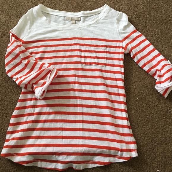 Banana republic orange stripped cute spring top - Picture 3 of 6